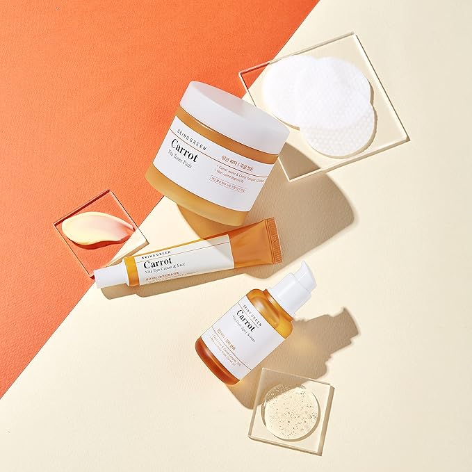 BRING GREEN Carrot Vita Eye Cream & Face Double SET (2 Count) | Anti-Aging, Wrinkles Eyecream with Vitamins C, B, E, Retinol, Beta-Carotene, improve Skin Tone, Dark&Red Spots 1.01 fl.oz. x2, 30ml+30ml