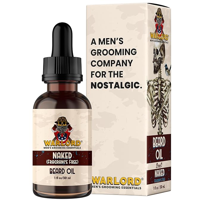 WARLORD Beard Oil & Beard Softener for Men - Beard Moisturizer & Natural Beard Oil to Reduce Itchy Skin, Tame Hair and Manage Frizz - Naked Unscented, 1 Fl Oz
