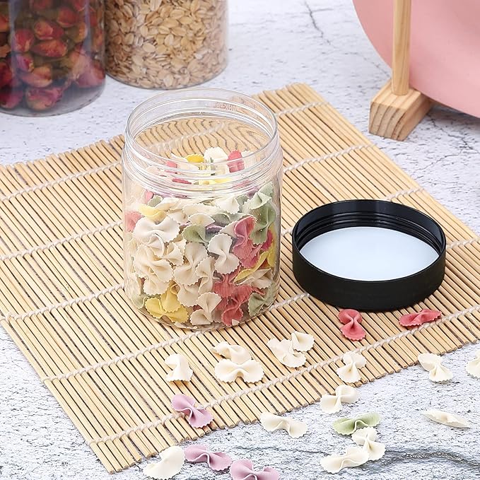 48PCS 8OZ Plastic Jars with Screw On Lids, Pen and Labels Refillable Empty Round Slime Cosmetics Containers for Storing Dry Food, Makeup, Slime, Honey Jam, Cream, Butter, Lotion