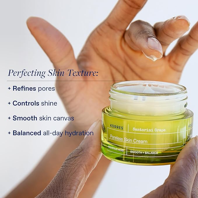 KORRES Santorini Grape Poreless Skin Care Cream, Gel Face Moisturizer for Women with Hyaluronic acid and Salicylic Acid, Pore Minimizer, Balanced Hydration for Dry, Oily & Sensitive Skin, 1.35 fl oz