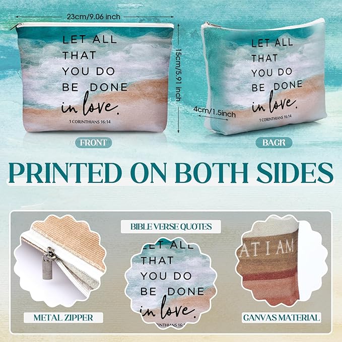 Reginary 20 Sets Christian Gifts for Women Include 20 Religious Canvas Makeup Bags with 20 Bible Verse Compact Mirrors Mother's Day Inspirational Birthday Gift for Mom(Bright Colors,Abstract Style)