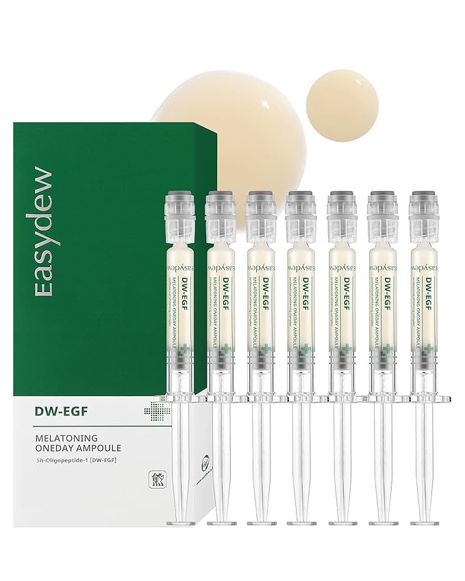 EASYDEW DW-EGF Melatoning One-Day Ampoule - Dark Spot Correcting Korean Facial Serum for Uneven Skin Tone & Dull Skin with EGF, Glutathione, Niacinamide - Age Defying Skincare, 0.03fl oz x 7ea