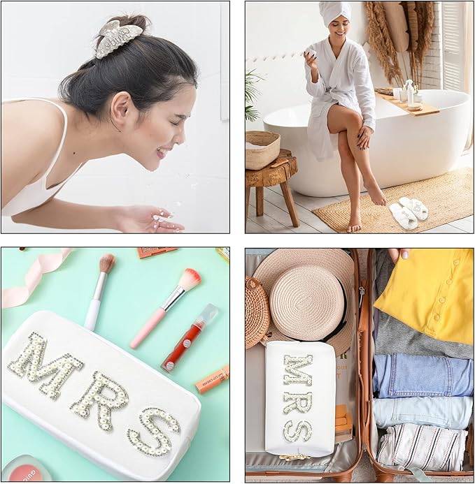 Bride To Be Gift Set - Makeup Bag, Slippers, Robe, Hair Clip - Wedding Gifts