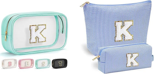 YOOLIFE Personalized Teen Girl Gifts Initial Cute Cosmetic Makeup Bag