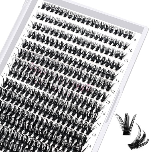 280 Pcs Individual Lashes - 50D-C-9-16mix Wispy Cluster Lashes That Look Like Eyelash Extensions - DIY At Home