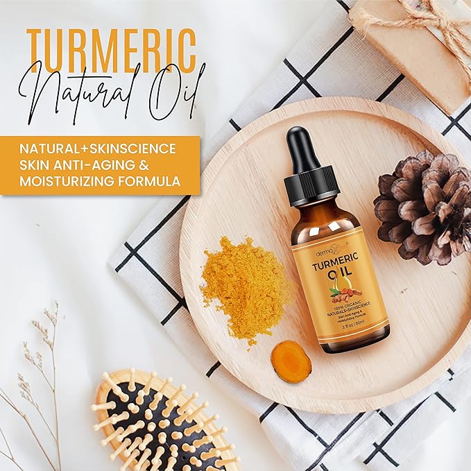 Organic Turmeric Oil for Skin Lightening – Turmeric Face Oil for Dark Spots, Anti-Aging & Hydrating Dry Skin – Glow Moisturizer for Face, Neck & Eyes (2 FL OZ / 60 ML)