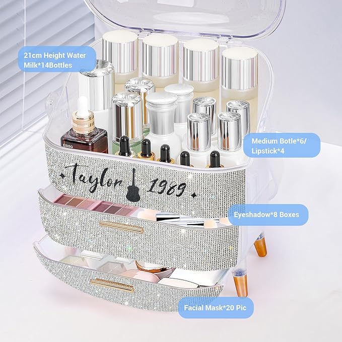 Teen Girls Gift Makeup Organizer,Skincare Organizer Jewelry Storage,Cosmetics Storage and Display Case,Make Up Holders and Organizers for Countertop,Bathroom Organizer (Taylor)