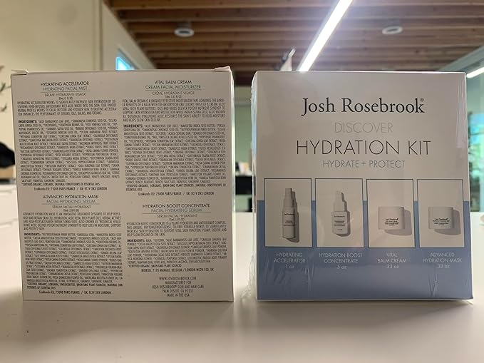 Josh Rosebrook Hydration Kit - Hydrate + Protect - Hydrating Accelerator 30mL, Hydration Boost Concentrate 15mL, Vital Balm Cream 10mL, Advanced Hydration Mask 10mL - Travel Size Skin Care Set