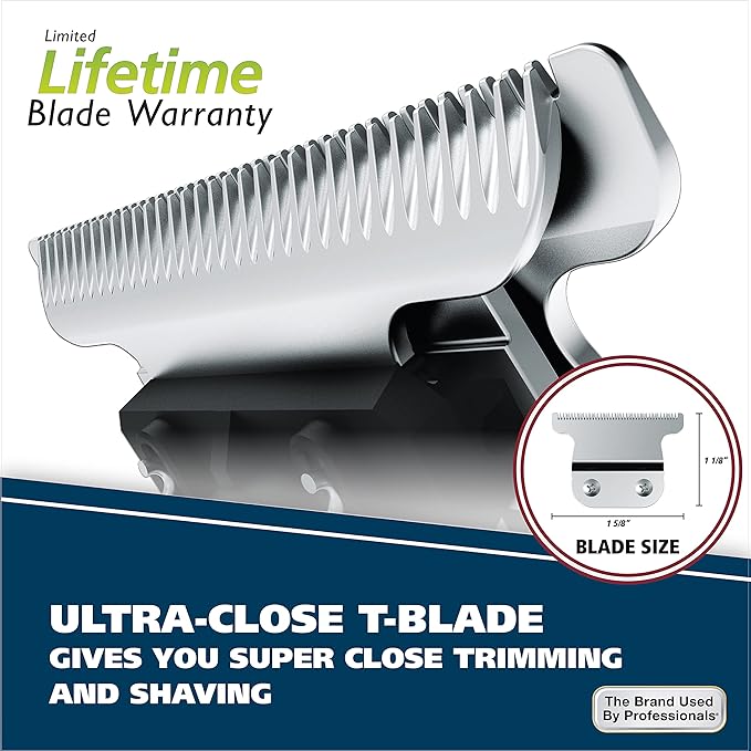 Wahl Aqua Blade® Rechargeable Wet/Dry Lithium-Ion Deluxe Beard Trimmer for Men - Interchangeable Heads for Detailing, Hair, Mustache and Body Grooming - Model 9899-100