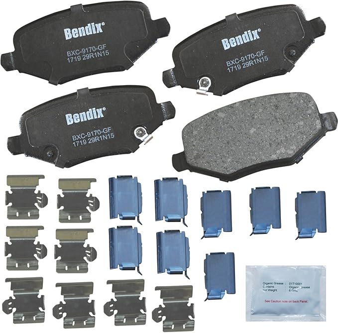 Bendix Priority1 CFC1719 Ceramic Rear Brake Pads for Chrysler Town & Country 2016-2012, Dodge Grand Caravan 2016-2012, Journey 2013, Ram C/V 2015-2012, Volkswagen Routan 2014