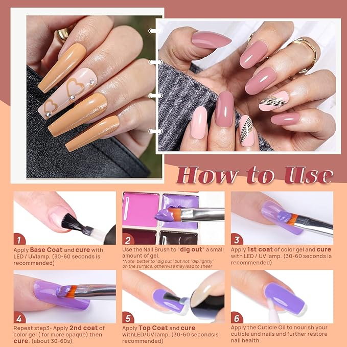 Gel Nail Polish Set Manicure Palette, 16 Colors Popular Classic Solid Gel Polish Pudding Gel Soak Off LED Nail Art Kit Salon DIY Home, with Pro Nail Brush