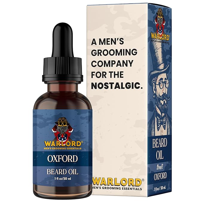 WARLORD Beard Oil & Beard Softener for Men - Beard Moisturizer & Natural Beard Oil to Reduce Itchy Skin, Tame Hair and Manage Frizz - Oxford, 1 Fl Oz