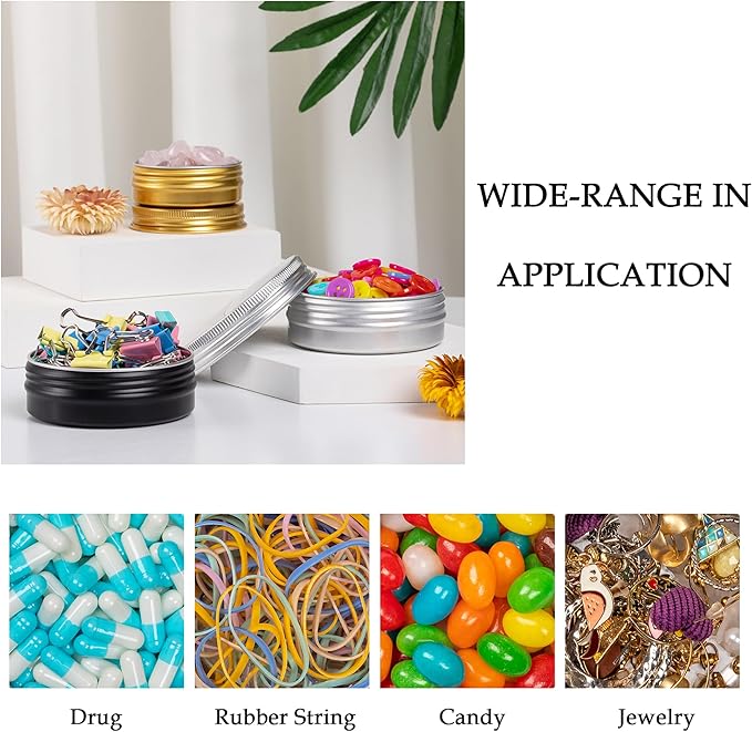 24 Pack 4oz Screw Top Aluminum Tin Jars with Screw Lids and Blank Labels - Refillable 120ml Metal Containers for Lip Balms, Candles, Salves, Spices, Crafts (Silver)