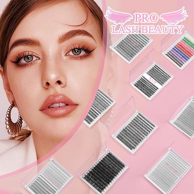 280 Pcs Individual Lashes 50D Mixed Lash Clusters 14 Rows Cluster Lashes that Look Like Eyelash Extensions DIY Lash Extension Self Application At Home (50D-D-14-20mix)