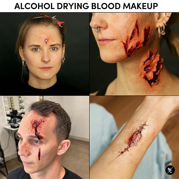 Alcohol Drying Blood, Ultra-Realistic Fake Liquid Blood, SFX Makeup for the Stage, Film, Halloween, and Cosplay - Fresh 2oz