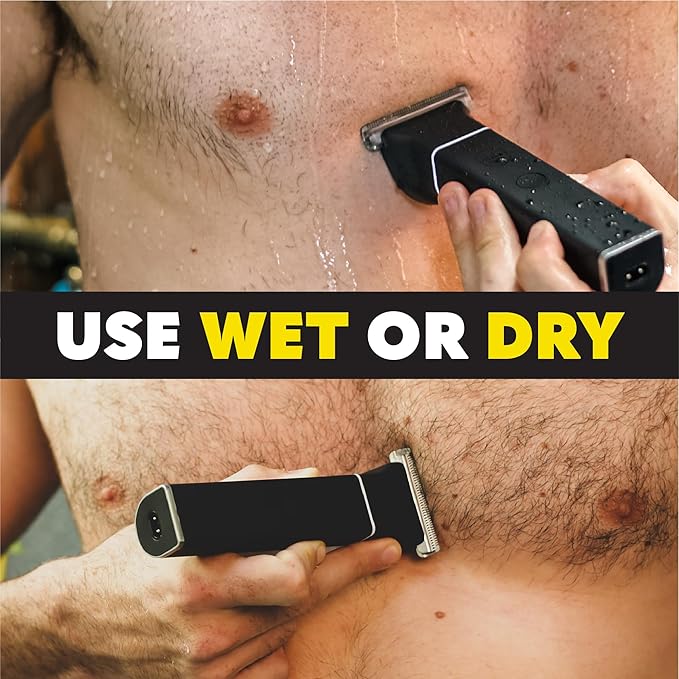 The Beard Club Body Hair Trimmer for Men, Pubic Hair Trimmer for Men & Ball Trimmer - Mens Body Shaver, Ceramic Blade Ball Shaver & Manscaper - Rechargable, Electic, Waterproof Wet or Dry Clippers