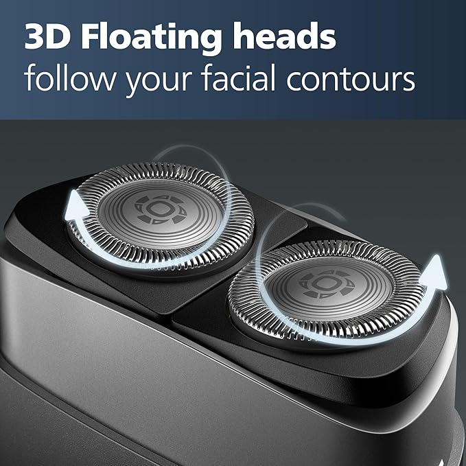 Philips Norelco Portable Shaver, On-The-Go Wet and Dry Electric Shaver, ComfortCut Blade System, 3D Floating Heads, Compact Design, Powerful Battery, Model PQ888/81