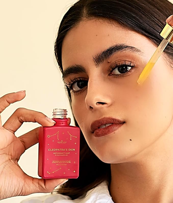 CLEOPATRA'S SKIN Moisturizing Serum – Ayurvedic Face Oil for Oily & Sensitive Skin – Antioxidant, Anti-Aging & Hydrating with Pomegranate & Manjistha, Non-Greasy & Collagen-Boosting Glow Oil