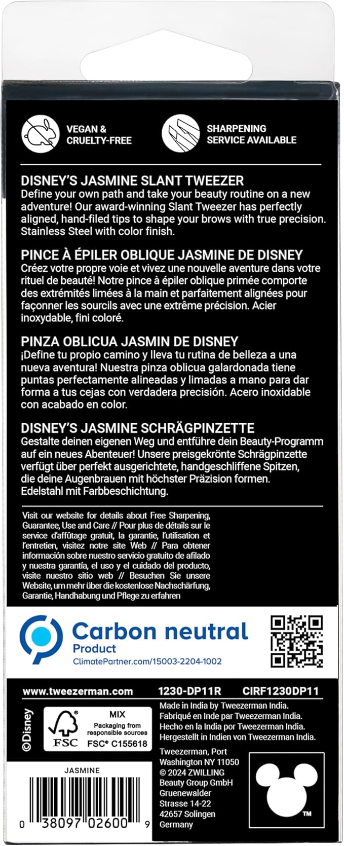 Tweezerman Jasmine Slant Tweezer - Eyebrow Tweezers for Women and Men