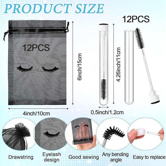 Zhehao 80 Pcs Lash Shampoo Bottle Brushes Kit 20 Foam Pump Dispensers 20 Lash Shampoo Brushes 20 Eyelash Aftercare Bag 20 Cleaning Pipes, Eyelash Extension Supplies(Black)