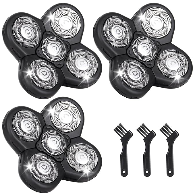 5D Blades Shaver Replacement Heads,Head Electric Razor Shaving Compatible with Fr**b*i*d Replacement Blades Shaver kit for Bald Men with 3 Cleaning Brush, 3 Pack by Plantarecover