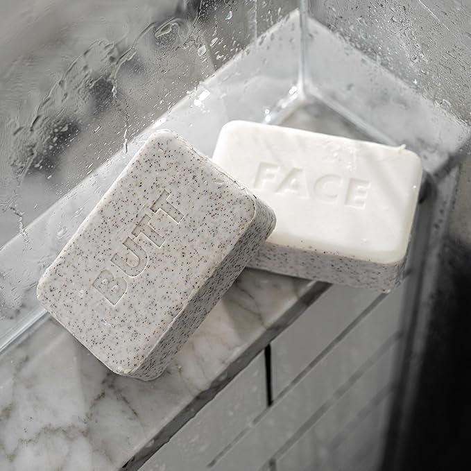 x Danny Duncan No. 069 Butt Face Mens Soap, 7 Oz, Double Sided Moisturizing & Body Exfoliator Bar Soap with Pumice & Apricot Seed Powder, Crisp Sea Air, Fresh Sage + Cedarwood Scent