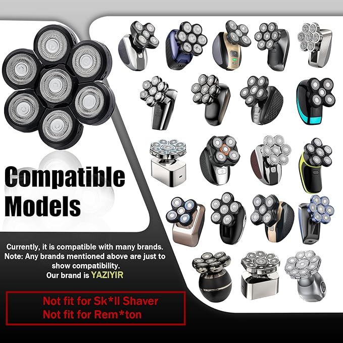 7 Head Shaver Replacement Heads,Head shavers for many brands bald men replacement blades,Shaver Blade Heads Replacement for Electric Razor for Men (3 Pack)