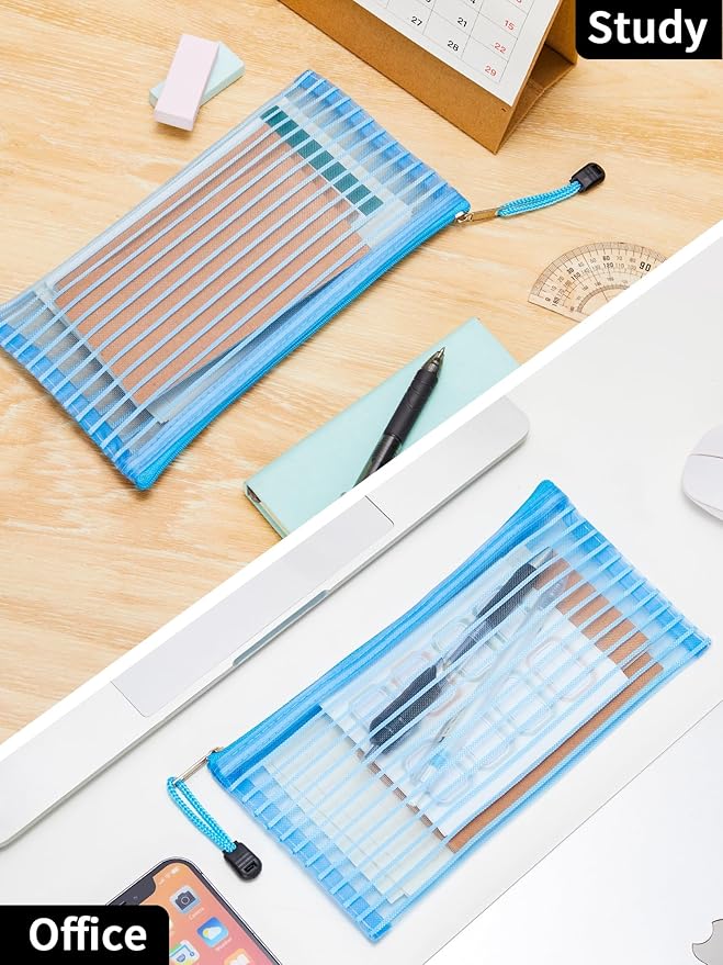 JARLINK 40 Pack 10 Colors Zipper Mesh Pouch, Storage Pencil Pouches, Multipurpose Pencil Pouch Bulk for School and Office Supplies, Cosmetics Travel Accessories, Multicolor