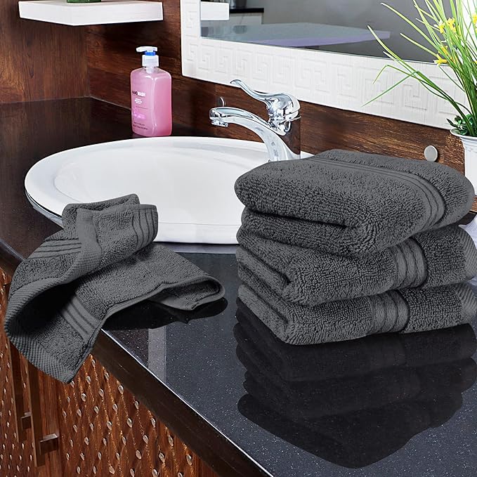 Utopia Towels 12 Pack Premium Wash Cloths Set, 12 by 12 Inches, 100% Cotton Ring Spun, Highly Absorbent and Soft Feel Washcloths for Bathroom, Spa, Gym, and Face, Grey
