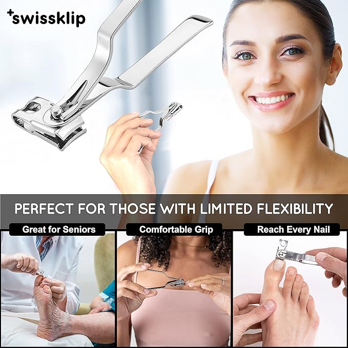 Swissklip Nail Clippers for Men & Women | Finger Nail Clippers for Adult with 360 Degree Rotating Head I Fingernail Clippers for Women I Surgical-Grade Stainless Steel Material
