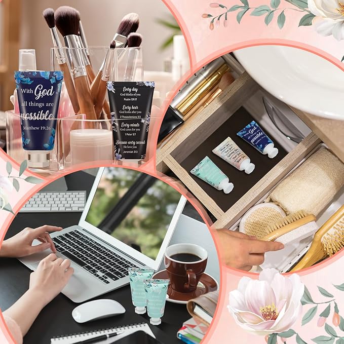 48 Pcs Christian Hand Cream Bulk for Women Mothers Day Church Gifts in Bulk Bible Travel Hand Lotion for Dry Hands Bible Verse Hand Lotion for Mom Grandma Holiday mothers day Gift