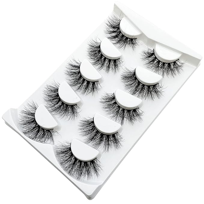 False Eyelashes Mink Lashes Fluffy Dramatic 20mm Long Faux Mink Eyelashes D Curl Wispy Fake Lashes Pack Look Like Extension