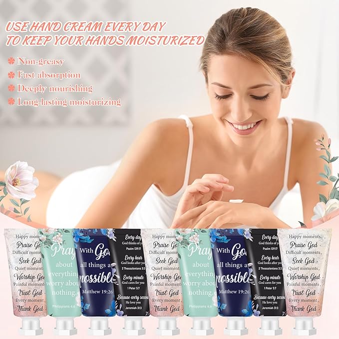 24 Pcs Christian Hand Cream Bulk for Women Mothers Day Church Gifts in Bulk Bible Travel Hand Lotion for Dry Hands Bible Verse Hand Lotion for Mom Grandma Holiday mothers day Gift