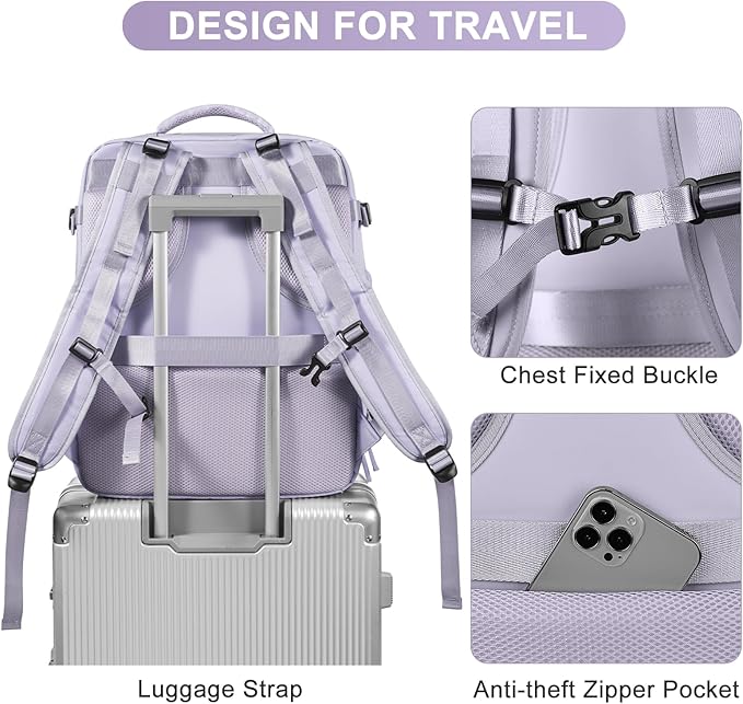 coofay Travel Backpack Carry On Flight Aapproved Personal Item Travel Bag Mochila De Viaje Travel Backpack For Men Spirit Airlines Personal Item Bag 18x14x8 Carry On Backpack For Airplanes Purple