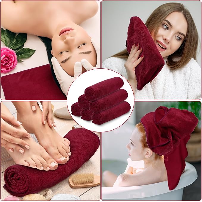 Newwiee 72 Pack Microfiber Bleach Proof Towels Bulk for Salon 18 x 30 Inch Dry Lint Free Hair Drying Hand Towels for Hair, Gym, Bath, Spa, Shaving, Barber(Red)