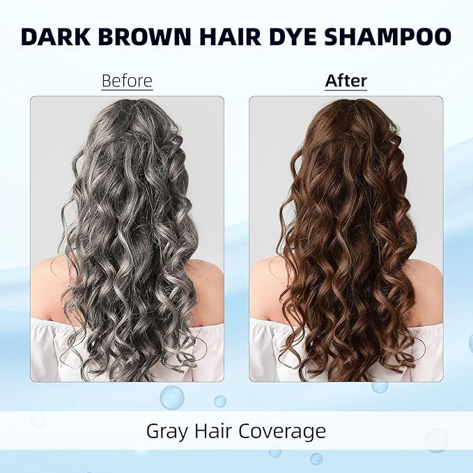 Ivnil Dark Brown Hair Dye Shampoo 3 in 1 for Women/Men Hair Color for Grey Coverage Seimi Permanent Instant Champu Para Canas Mujer for Men - Herbal Natural Dye Cover Gray