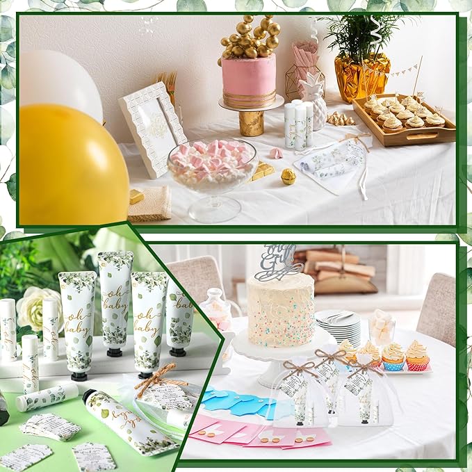 192 Pcs Baby Shower Gifts for Guests Prizes Include 48 Hand Cream and 48 Lip Balm Bulk Bridal Wedding Party Gifts Favor Travel Hand Lotion with Organza Bags Tags for Guests(Oh Baby)