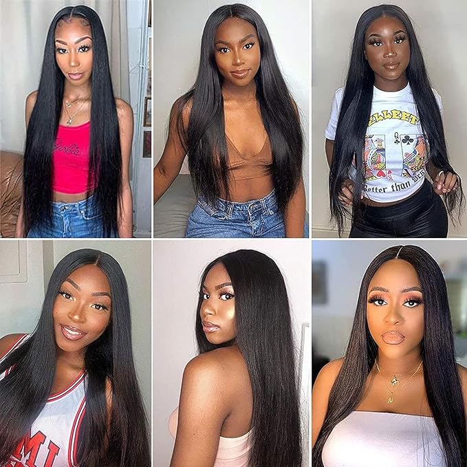 4x4 Lace Front Wigs Human Hair Pre Plucked 150% Density Straight Glueless Lace Frontal Wigs Human Hair for Black Women 4x4 Brazilian Virgin HD Lace Closure Human Hair Wigs with Baby Hair(24 Inch)