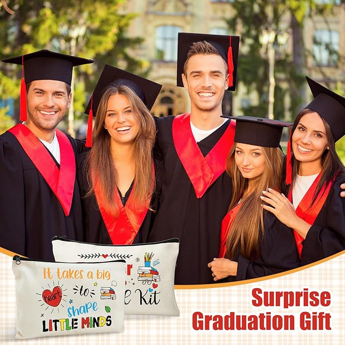 60pcs Teacher Appreciation Gifts Set,Teacher Survival Kit Canvas Makeup Bags for Women, Silicone Keychain Pouch Cosmetic Bag Travel Toiletry Bag for Thank You Gift