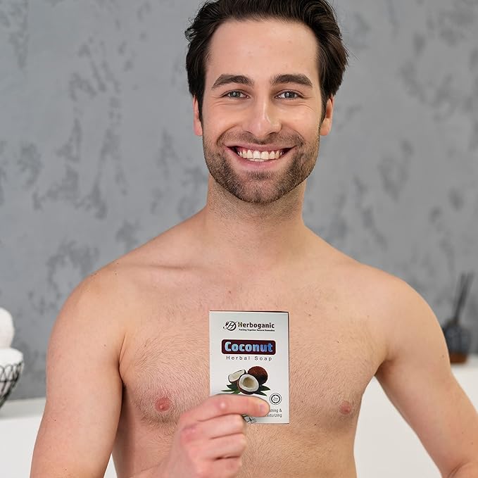 Coconut Herbal Soap | Pack of 6 of 5oz soap Bar | Ideal for Men and Women, Soothing and Nourishing Soap for Moisturization