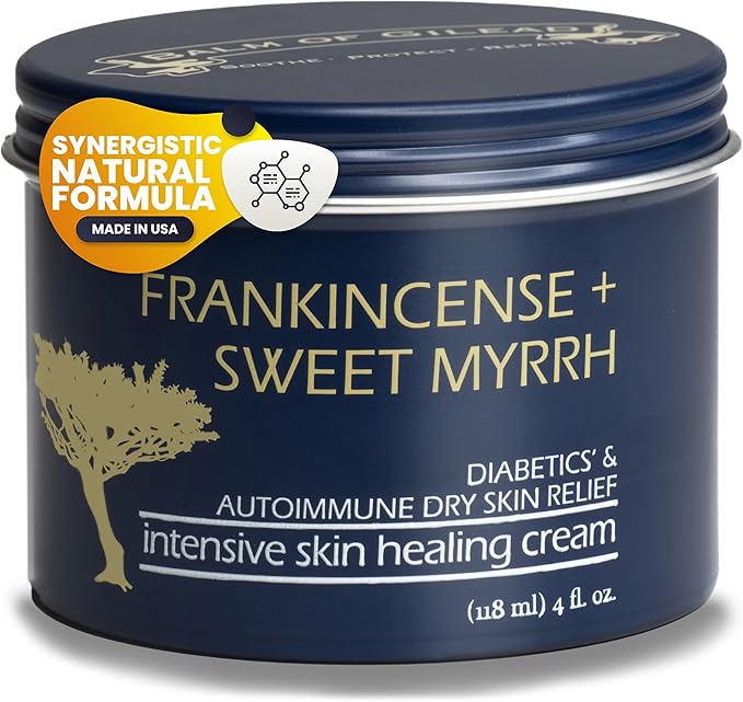 BALM OF GILEAD Foot Healing Cream β Frankincense & Sweet Myrrh Moisturizer for Sensitive Skin - Relieving Foot Therapy & Diabetic Skin Healing - Deeply Nourishing & Synergistic Cream