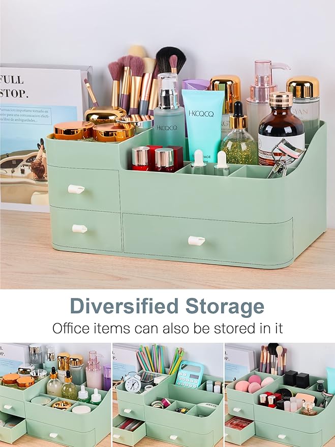 ONXE Makeup Organizer with Drawers,Large Capacity Countertop Organizer for Vanity,Bathroom and Bedroom Desk Cosmetics Organizer for Skin Care,Brushes, Eyeshadow, Lotions, Lipstick, Nail Polish