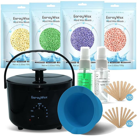 Waxing Kit for Women and Men, Wax Warmer Hair Removal at Home with Beads, Multiple Formulas Target Different Types of Sensitive Skin Body, Brazilian Bikini, Eyebrow, Facial