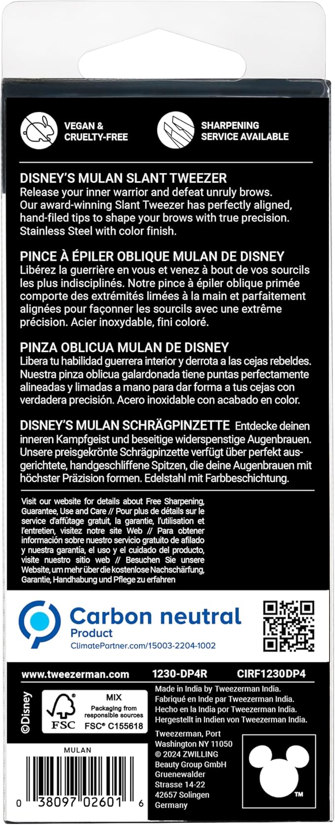 Tweezerman Mulan Slant Tweezer - Eyebrow Tweezers for Women and Men