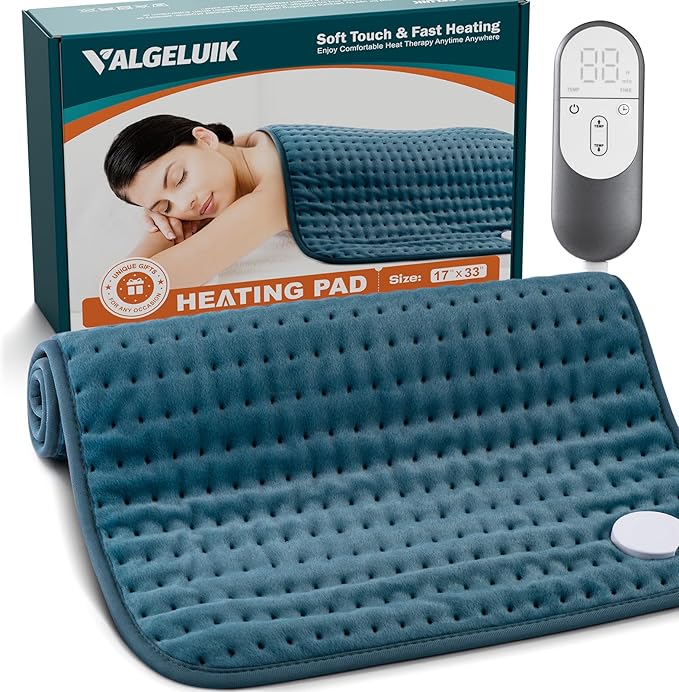 17x33 Heating Pad for Pain Relief | Ultra-Soft Microplush Fabric | 6 Adjustable Heat Settings (Moist & Dry) | Safe 2-Hour Auto Shut-Off | Perfect for Back, Neck, Shoulders | Great Gift Idea