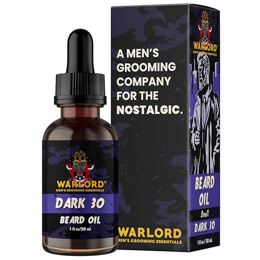 WARLORD Beard Oil & Beard Softener for Men - Beard Moisturizer & Natural Beard Oil to Reduce Itchy Skin, Tame Hair and Manage Frizz - Dark 30, 1 Fl Oz