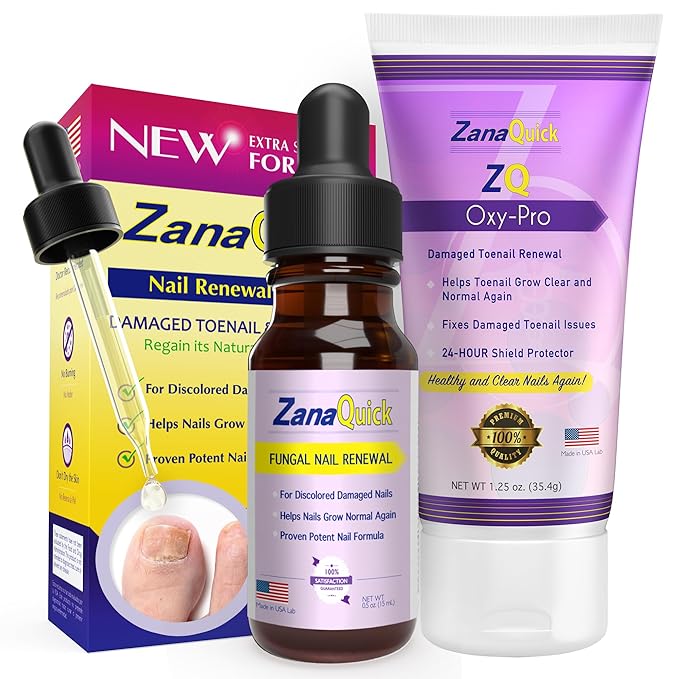 2 Step Toenail Fungus Treatment - Extra Strength Damaged Nail Solution With Renewal Drops and Disruptor - Repair Strategy Kit for Discolored Brittle Nails