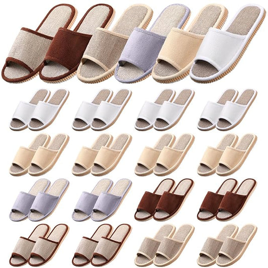 16 Pairs Open Toe Breathable Slippers Bulk Disposable Slippers for Guests Washable House Slipper for Women Men Non Slip Spa Slipper Comfortable Slipper Bulk for Guests Home Bedroom Hotel Travel Unisex