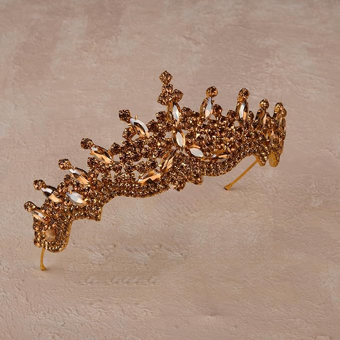 LIMELIA Women's Tiara for Henna Wedding Party|Glitter Hair Accessories for Bridal Birthday Pageant Prom Halloween Cos-play Christmas Party|Dence-Honey