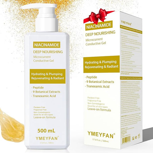 500ML Conductive Gel, Deep Nourishing Facial Leave-On Gel Primer for Microcurrent Devices, Hydrating Rejuvenating Radiance Serum, Niacinamide, Peptide & 9 Botanical Extracts, Paraben & Fragrance Free